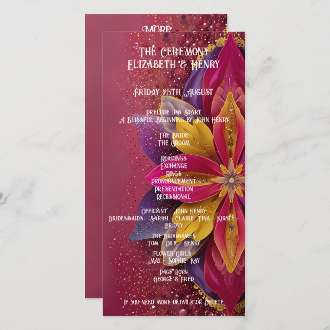 Coleção de Casamento de Elegância Floral Rosa (Frente/Verso)