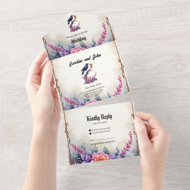 Coleção de Casamento Enchanted Raven (Aba destacável)