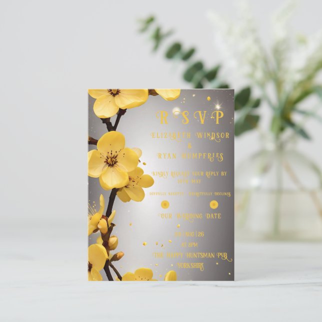 Coleção de Convites de Casamento "Flores do Amor" (Em pé/Frente)