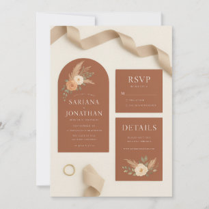 Coleção de Convites de Casamento Roses Terracot