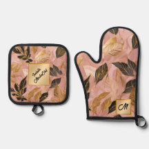 Coleção de Folhas de Boho Popular Douradas rosa