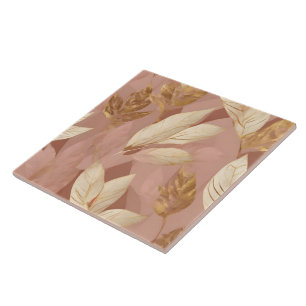 Coleção de Folhas de Tendência Dourada Rosa-Blush