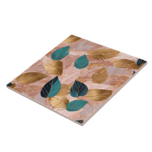 Coleção de Folhas Douradas de Boho Rosa Moderno