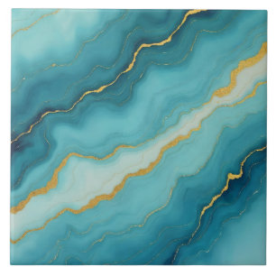 Coleção de Mármore Dourado Azul Turquesa Moderna