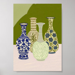 Coleção de Vasos de Cerâmica Boho Arte Poster Cinc