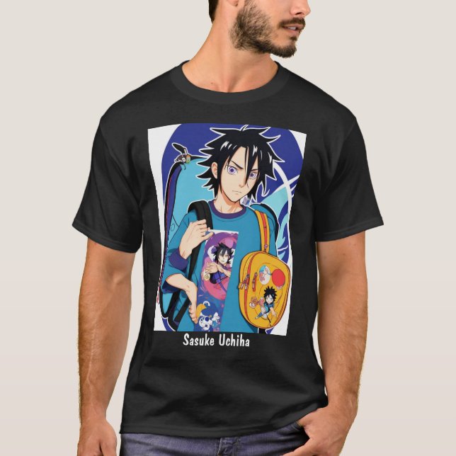 Coleção Exclusiva de Camisas T Sasuke Uchiha (Frente)