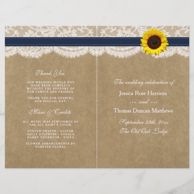 Coleção Kraft, Lace & Sunflower - Marinho (Frente)