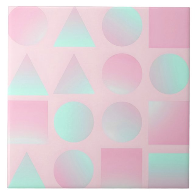 Coleção Moderna Abstrata Rosa Beijo Menta (Frente)