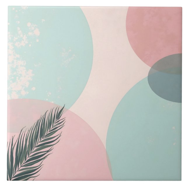 Coleção Moderna Abstrata Rosa Beijo Menta (Frente)