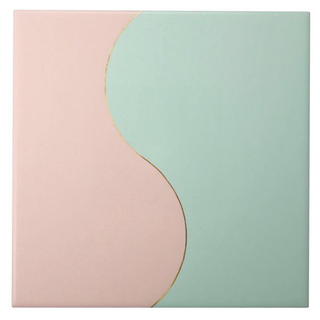 Coleção Moderno Abstrato Rosa Bege e Verde Menta (Frente)