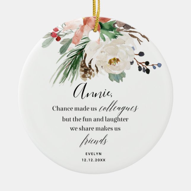 Colegas personalizados, Ornamento Floral de Natal (Frente)