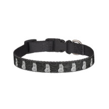 Colar de Gato Cinza com Estampa Floral Preta para