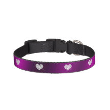 Corações Brilhantes Satin Magenta Dog Collar