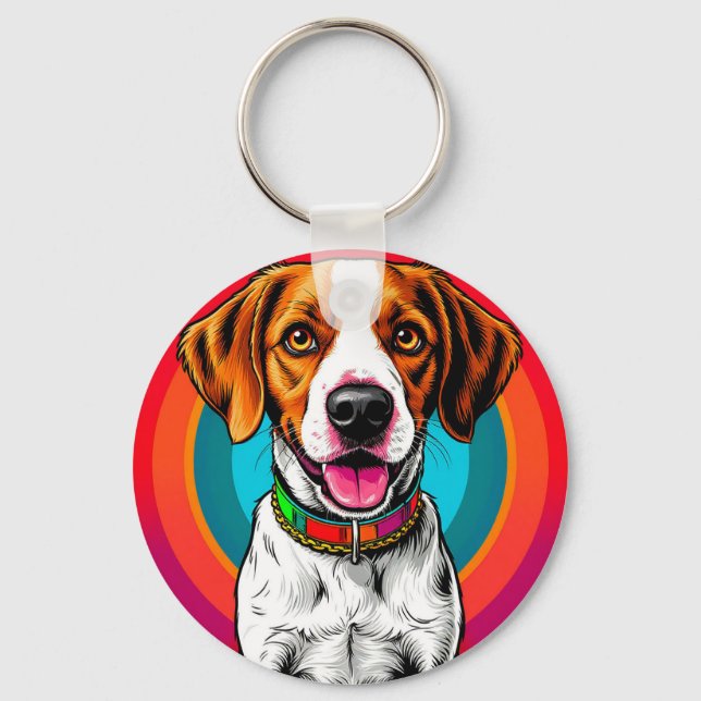 Coleira de Cachorro Beagle Cartoon Chaveiro Para A (Frente)