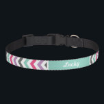 Coleira Monograma de medula colorida<br><div class="desc">Colarinho de cão projetado por personagem com um padrão zigzag chic moderno. Personalize-o com o nome do seu animal de estimação em um quadro retangular. Clique em Personalizar para alterar a fonte e as cores do texto para criar uma design única!</div>