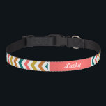 Coleira Monograma de medula colorida<br><div class="desc">Colarinho de cão projetado por personagem com um padrão zigzag chic moderno. Personalize-o com o nome do seu animal de estimação em um quadro retangular. Clique em Personalizar para alterar a fonte e as cores do texto para criar uma design única!</div>
