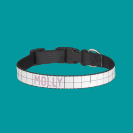 Coleira Simples Geométrico Moderno, Rosa e Branco