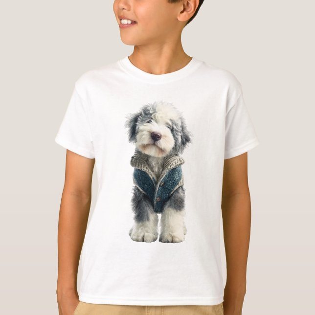 Colete de Suéter Cachorro Ovelheiro Crianças (Frente)