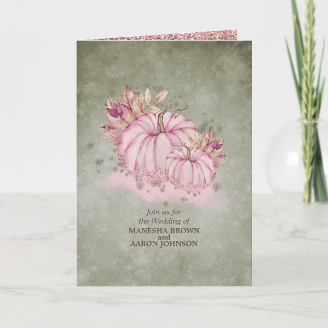 Colheita de Abóbora Rosa - Convite de Casamento (Frente)