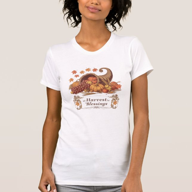 Colheita de Bênçãos – Camiseta Vintage de Ação de  (Frente)