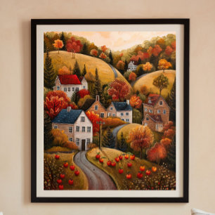 Colheita de Maçãs do outono - Poster de pintura a