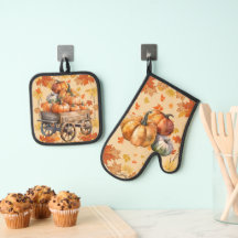 Colheita de Oven Mitt da Pumpkin e Conjunto de Pot