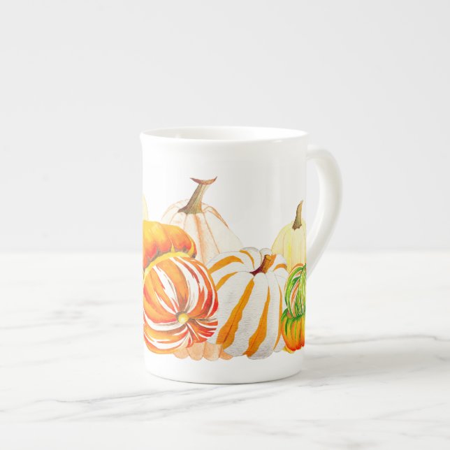 Colheita de Pumpkin em uma Caneca China Óssea (Frente Esquerda)