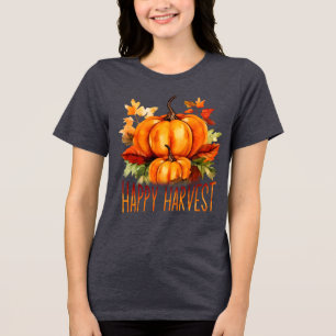 "Colheita Feliz" Aquarela Pumpkin e Folhas de Qued