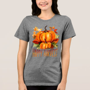 "Colheita Feliz" Aquarela Pumpkin e Folhas de Qued