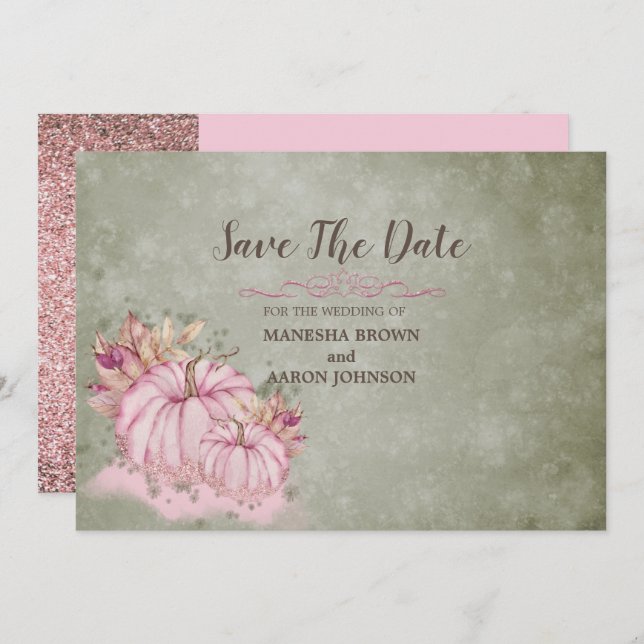 Colheita PINK Pumpkin - Guardar Plano O Cartão Dat (Frente/Verso)