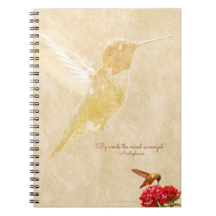 Colibri com citações - caderno espiral