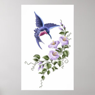 Colibri com impressão das flores 2