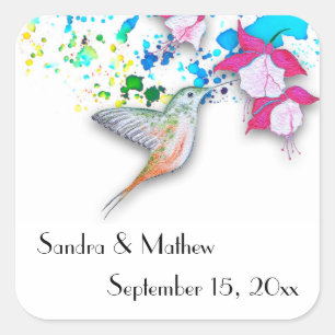 Colibri & etiqueta Wedding personalizada fúcsia