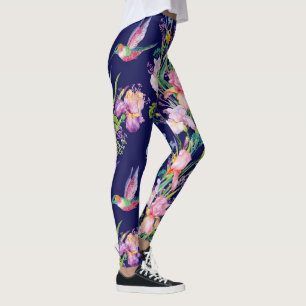 Colibris & Legging azul floral