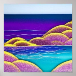 Colinas roxas pelo Oceano Poster