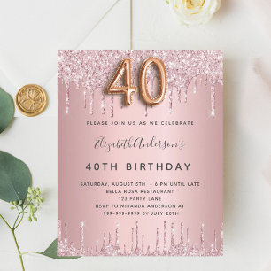 Colírio rosa de aniversário de 40 anos cor-de-ro