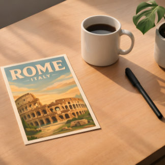 Coliseu Roma Itália Cartão Postal de Viagem Vintag