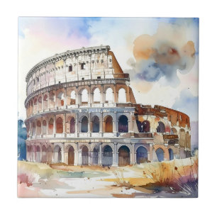 Coliseu Roma, Itália, em estilo aquarela