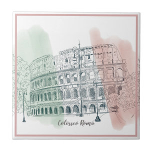 Coliseu Romano Cores da Bandeira Italiana Caneta e