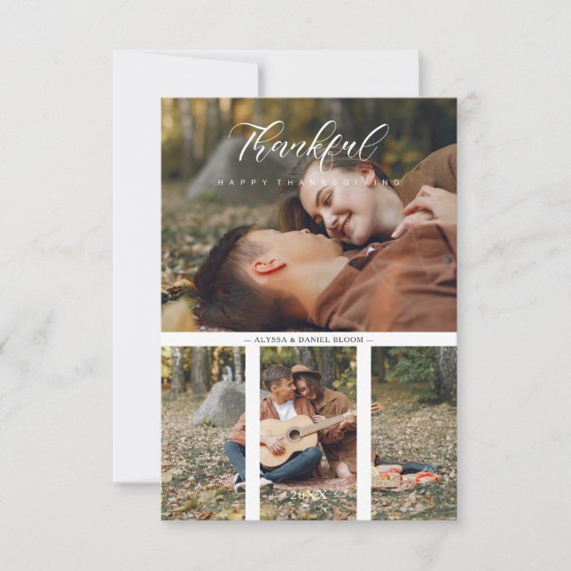 Collage 2 Photos Couple Happy Thanksgiving (Frente)