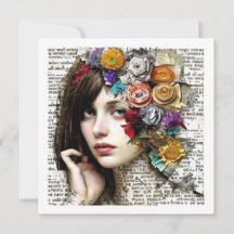 Collage Art | Garota Bonito com flores no cabelo