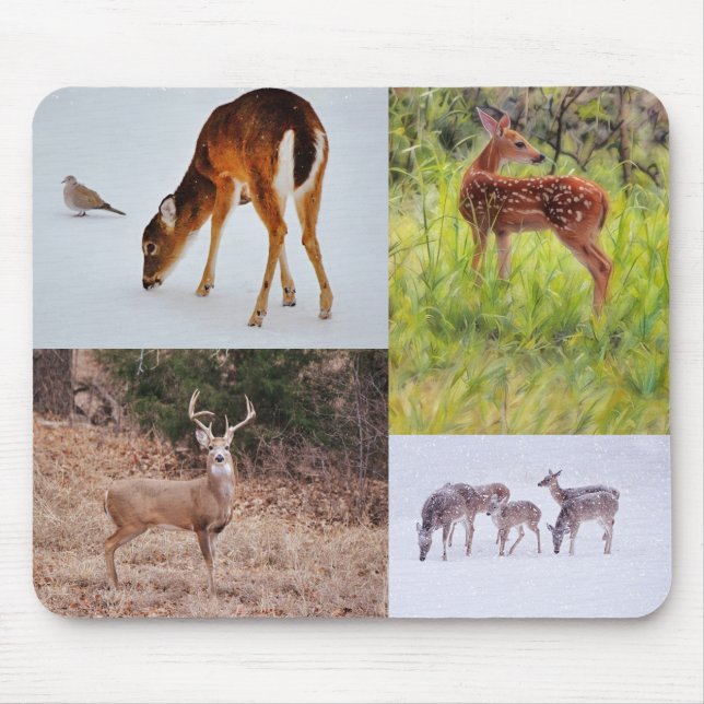 Collage of Wild Deer in Texas Seasonal Mouse Pad (Frente)