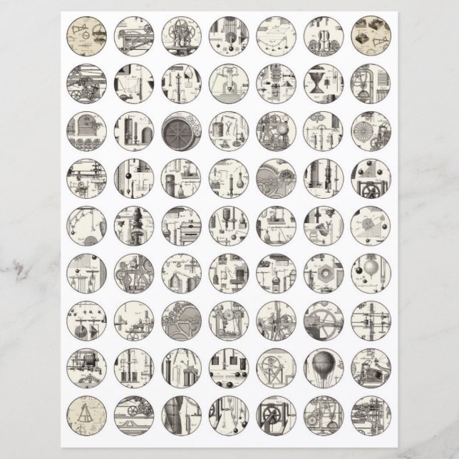 Collage sheet vintage science Elementos do livro d (Frente)