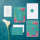 Programas de Casamento Floral Turquoise Fuchsia (Personalize a coleção deste criador independente.)