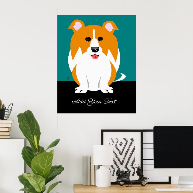 Collie Dog Cartoon Art Poster (Escritório em casa)