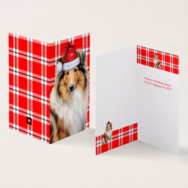 Collie Dog com Natal de Xadrez Vermelha Férias (Interior e exterior)