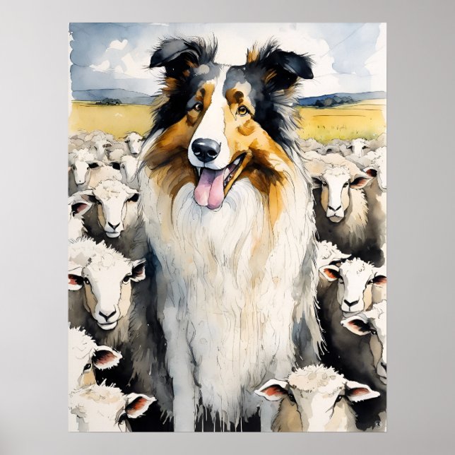 Collie - Impressão de Arte Canina (Frente)