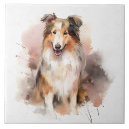 Collie Lassie Dog Watercolor