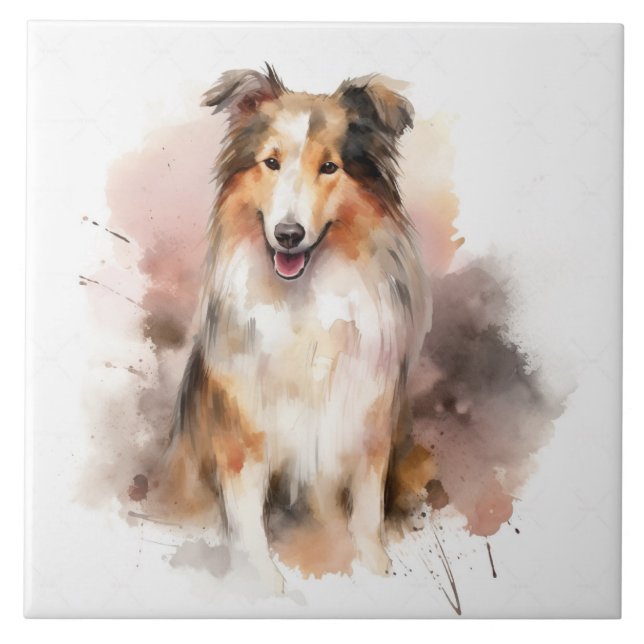 Collie Lassie Dog Watercolor (Frente)