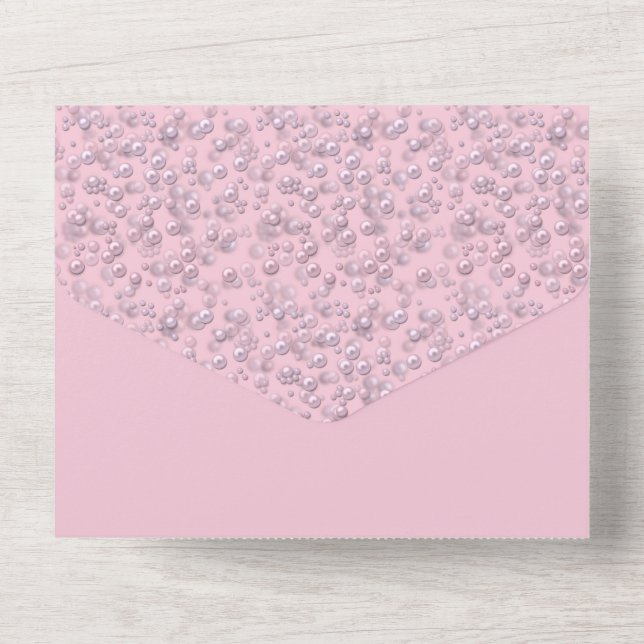 Colocadores de pérolas rosa-branco em veludo rosa (Verso)